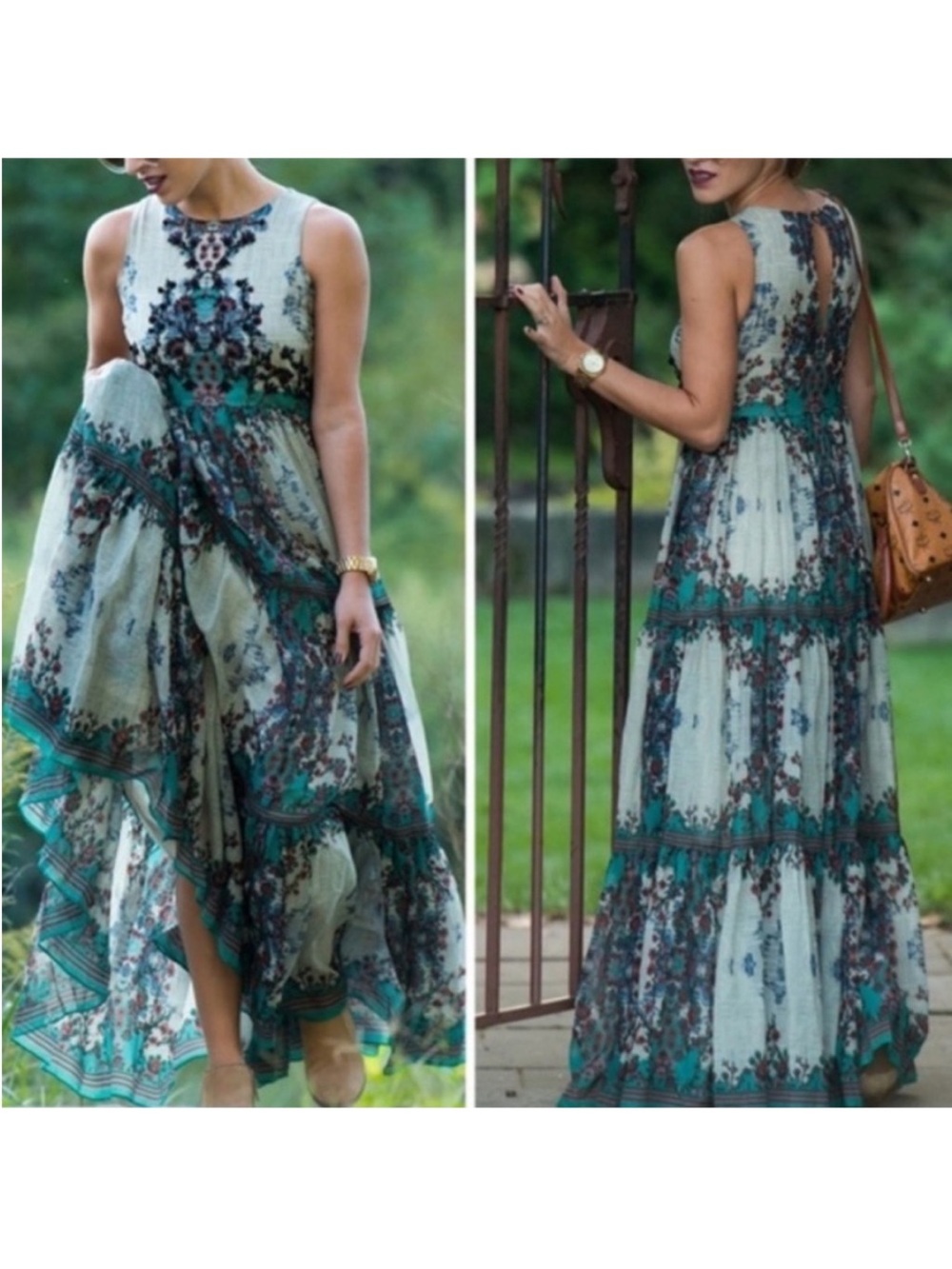 ANTHROPOLOGIE Bhanuni by Jyoti Madera Maxi Dress Sleeveless Floral size 2P - Picture 4 of 16